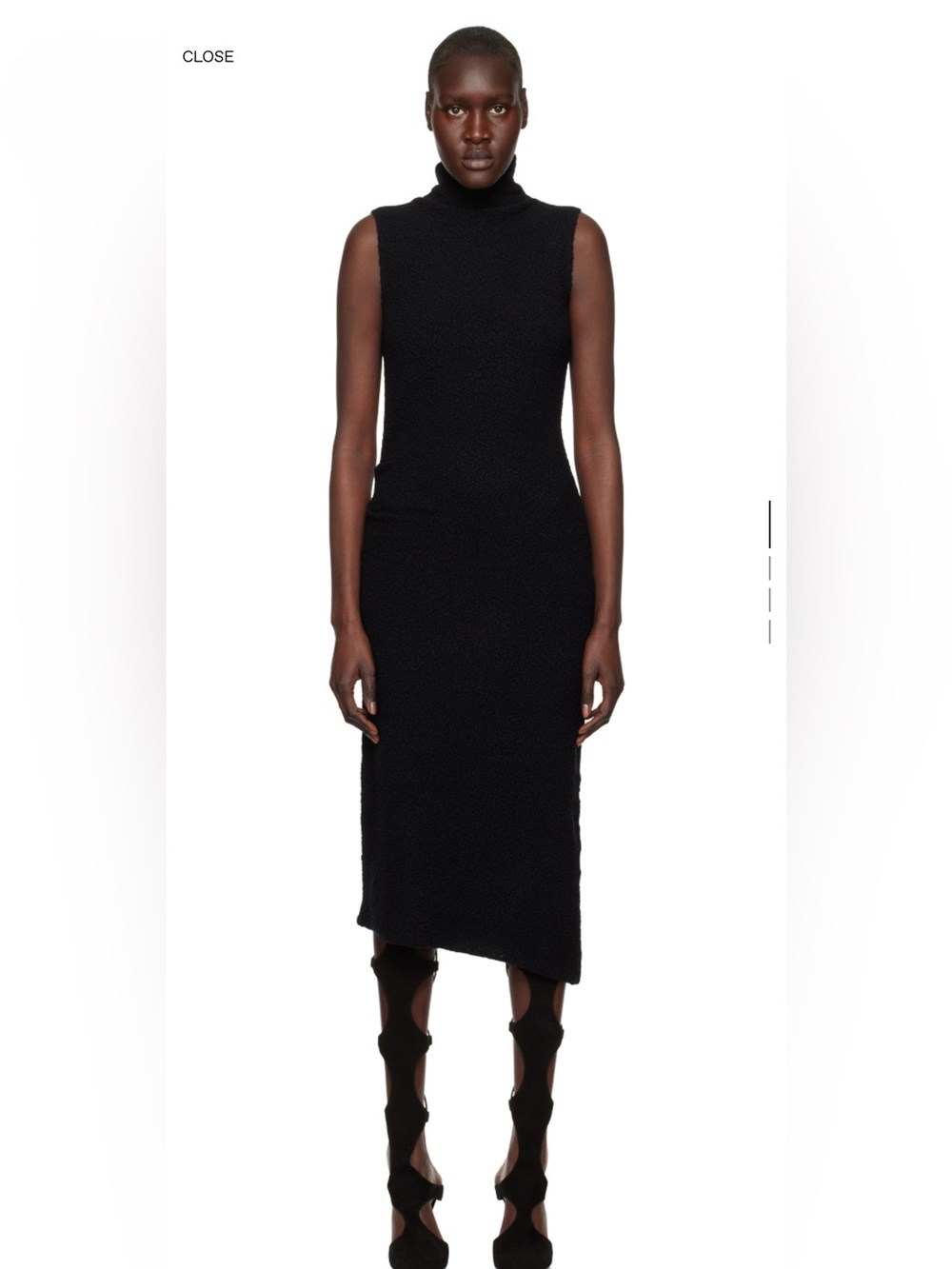 Helmut lang merino wool boucle style midi fitted dress in black size large - Picture 2 of 16